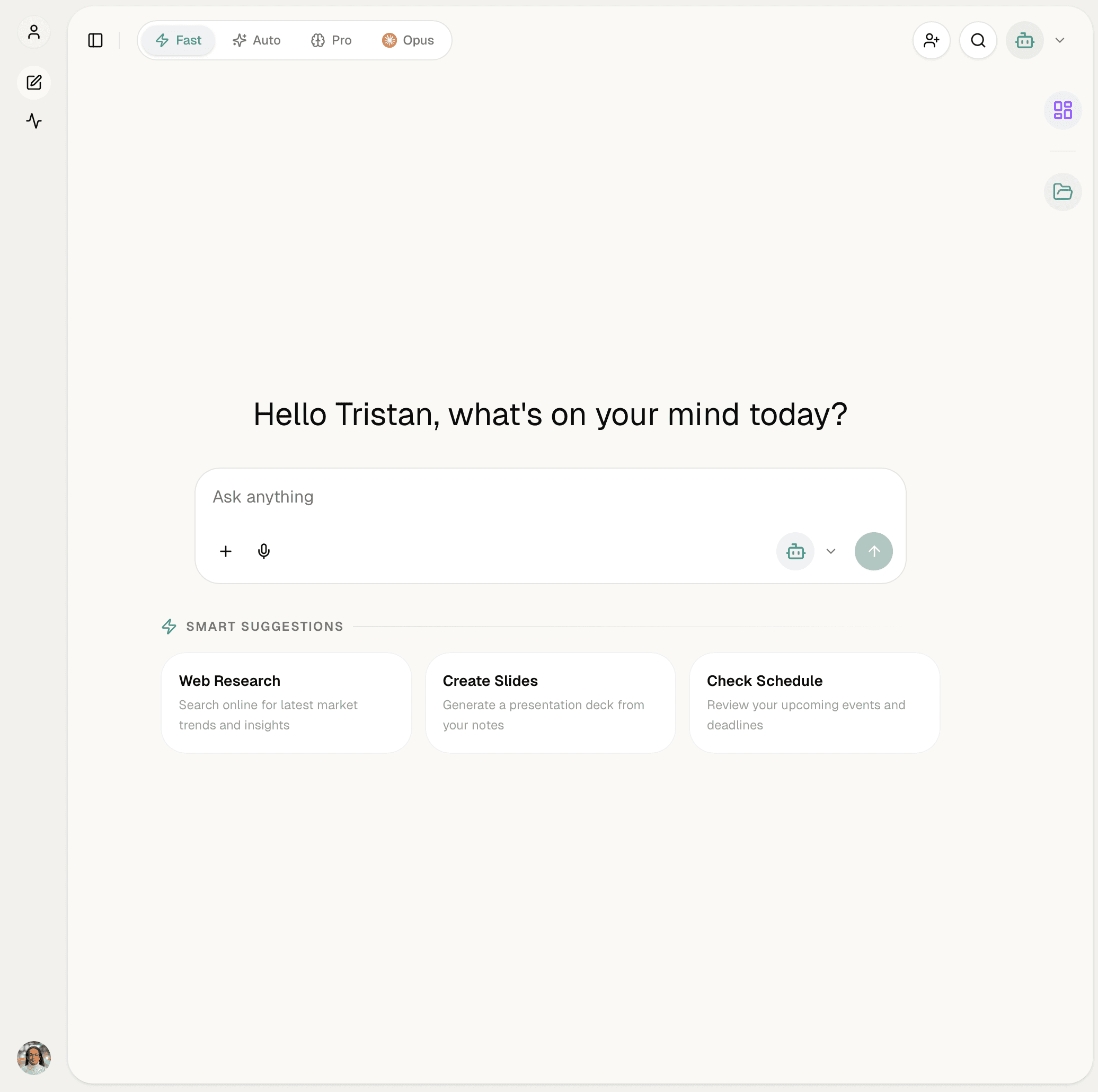 JustAskMomo AI Chat interface
